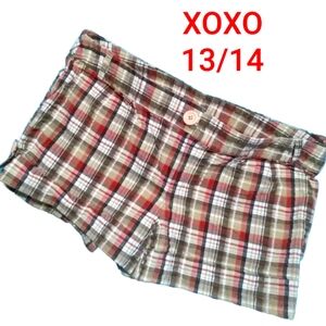 XOXO Plaid Shorts Size 13/14 Short Shorts Mid Rise 3" Inseam Cotton/Spandex
